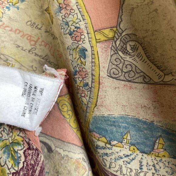 Rouie Women's Silk Blouse Size 12 Button Up Shirt Top Multi Vino Wine Print - Picture 11 of 12